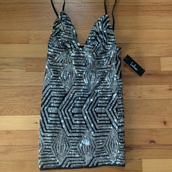 Modern Beauty Black and Silver Sequin Bodycon Mini Dress - Picture 3 of 4